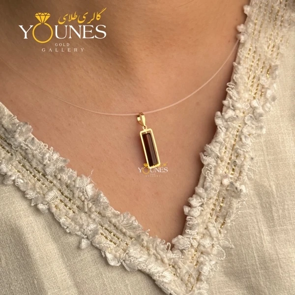 آویز طلا سنگ عقیق روشن